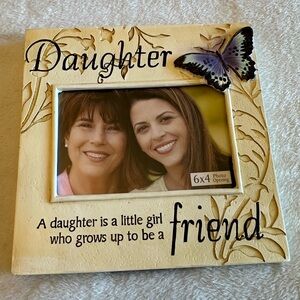 Mother & Daughter Cream Picture Frame with Purple Butterfly Accent